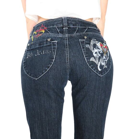 Y2k Jazzie Jeans Skinny High Rise Graffiti Tattoo Jeans Embellished 30" - Picture 3 of 6